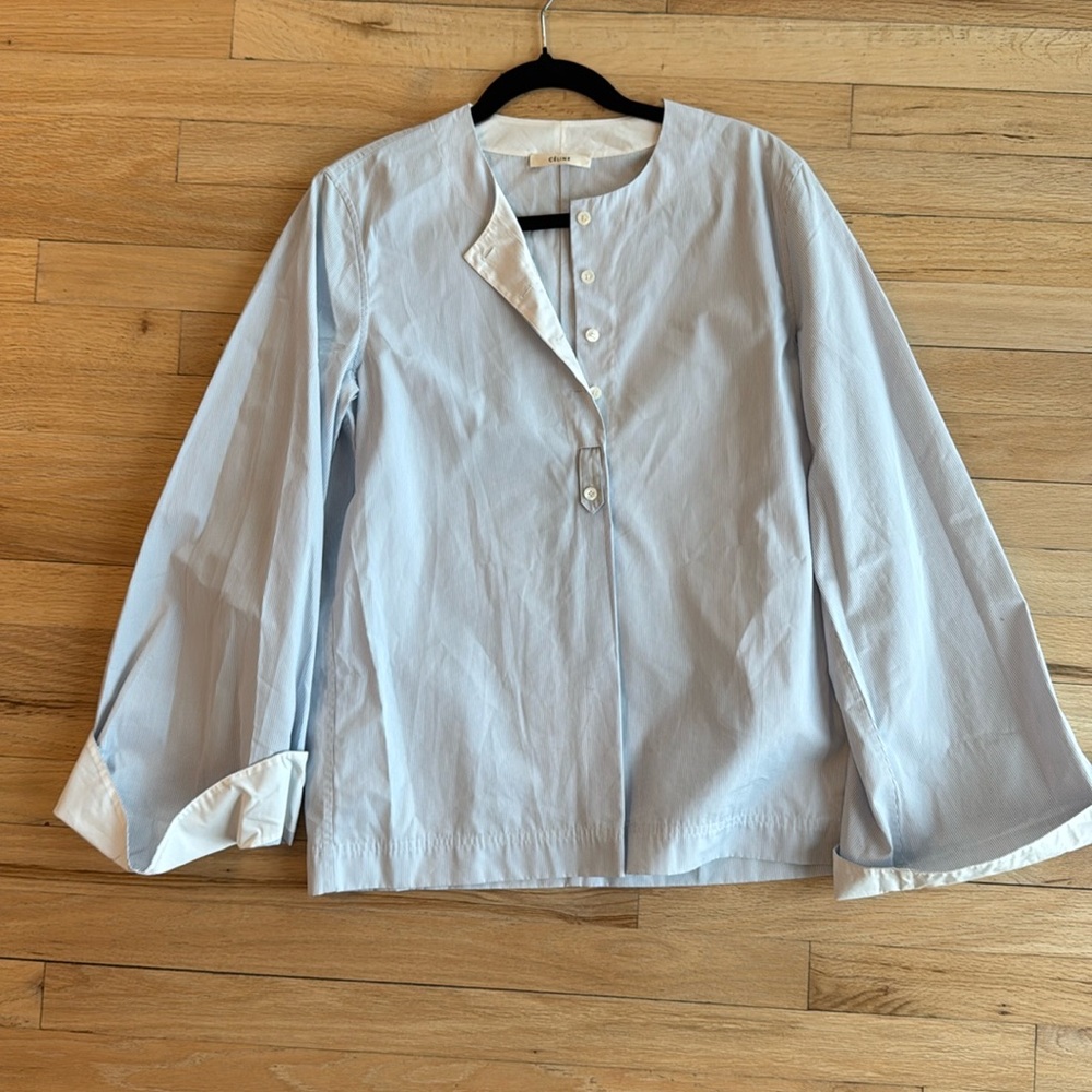Céline Striped Cotton Popover Top